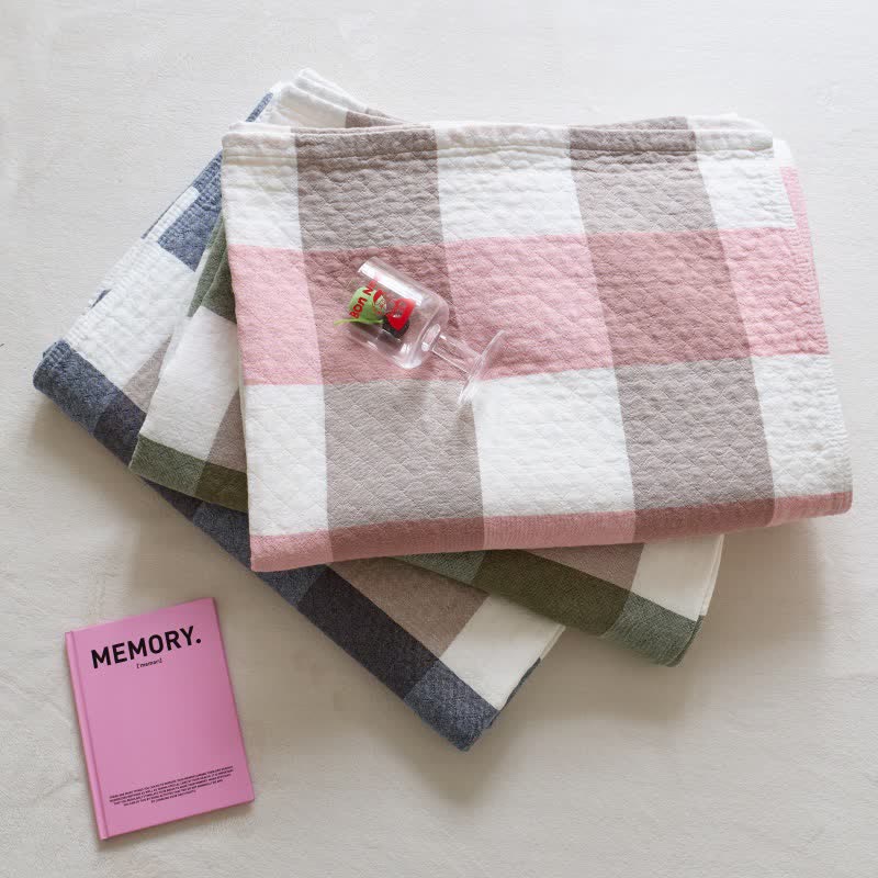 Multi-Tone Plaid Cotton Bedding Set
