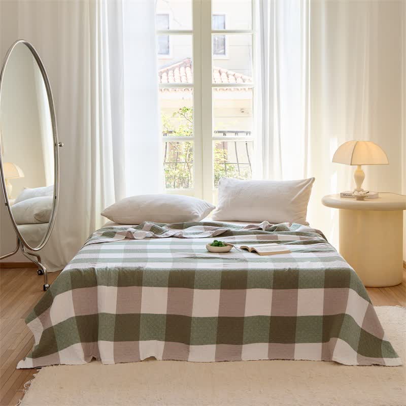 Multi-Tone Plaid Cotton Bedding Set