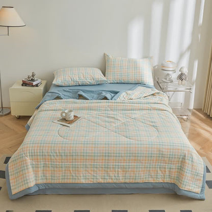 Pastel Plaid Cotton Bedding Set