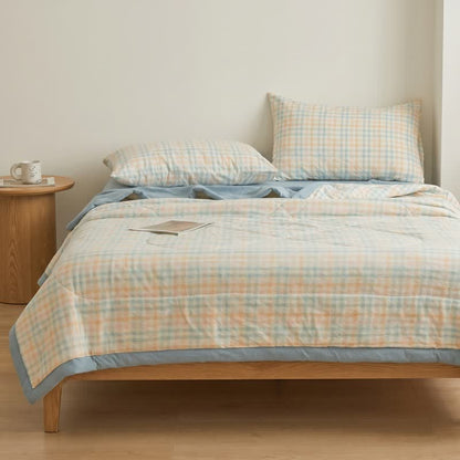 Pastel Plaid Cotton Bedding Set