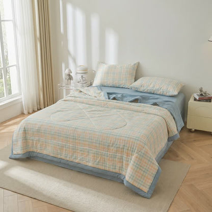Pastel Plaid Cotton Bedding Set