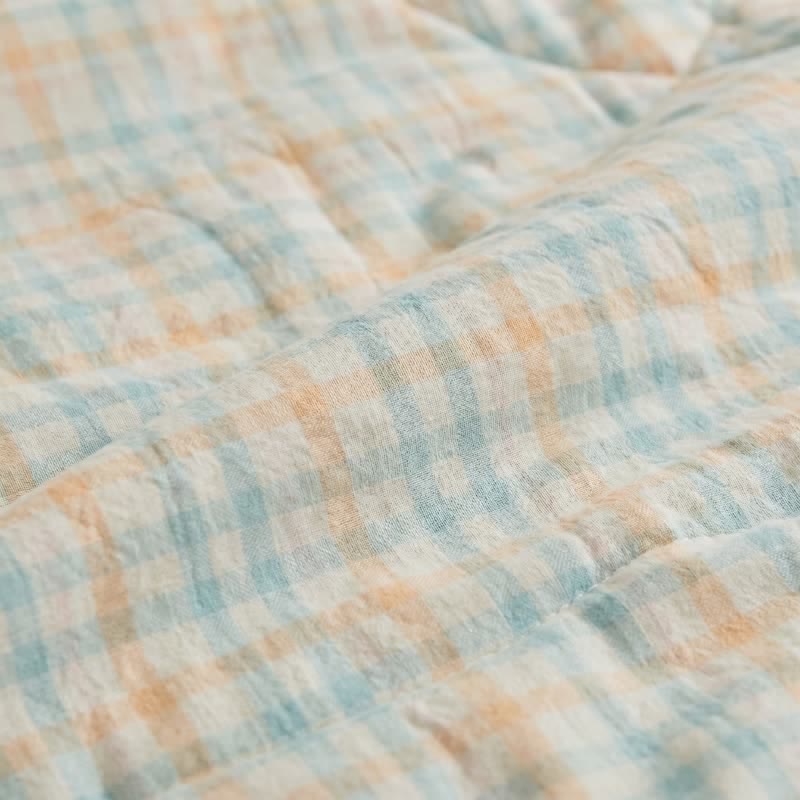 Pastel Plaid Cotton Bedding Set