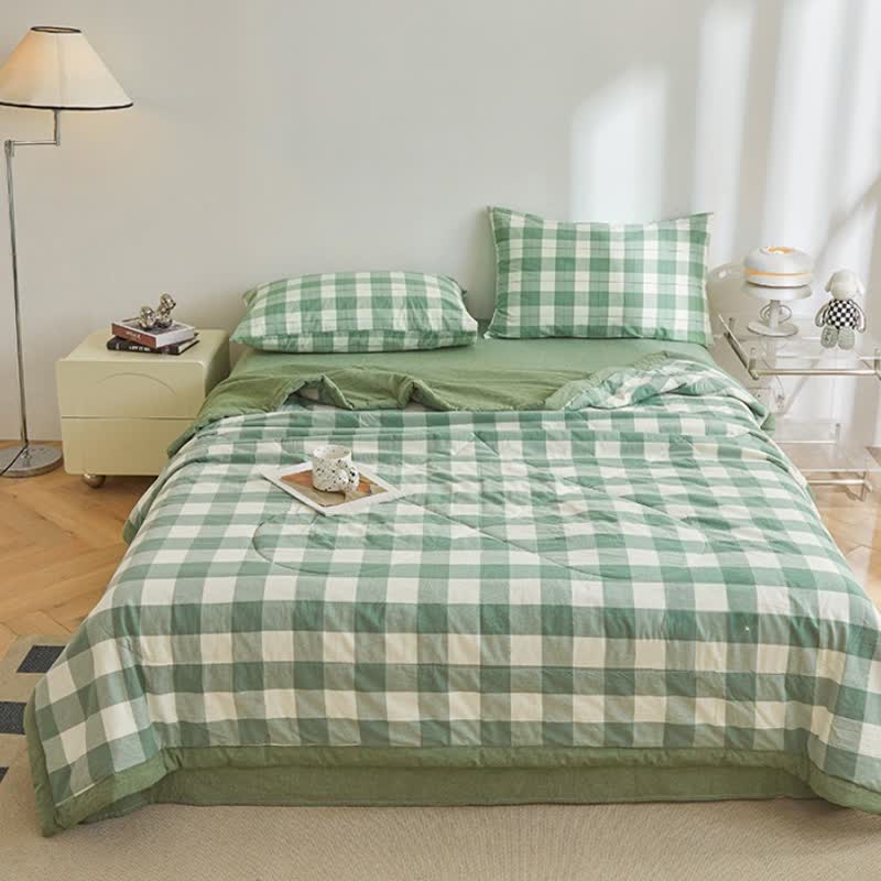 Neutral Gingham Cotton Bedding Set