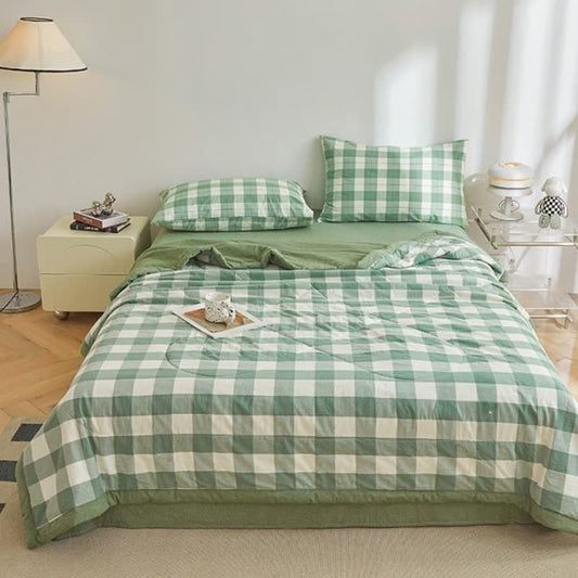 Neutral Gingham Cotton Bedding Set