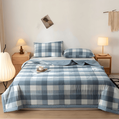 Neutral Gingham Cotton Bedding Set