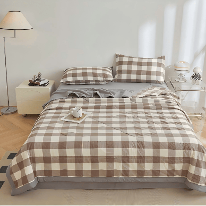 Neutral Gingham Cotton Bedding Set