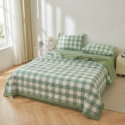 Neutral Gingham Cotton Bedding Set