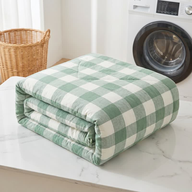 Neutral Gingham Cotton Bedding Set