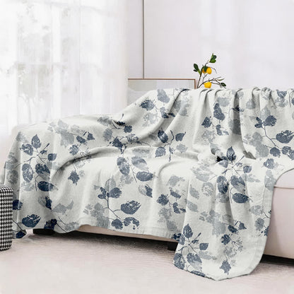 Boho Leaf Print Cotton Gauze Quilt
