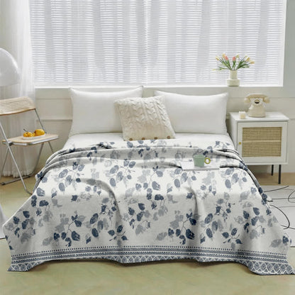 Boho Leaf Print Cotton Gauze Quilt