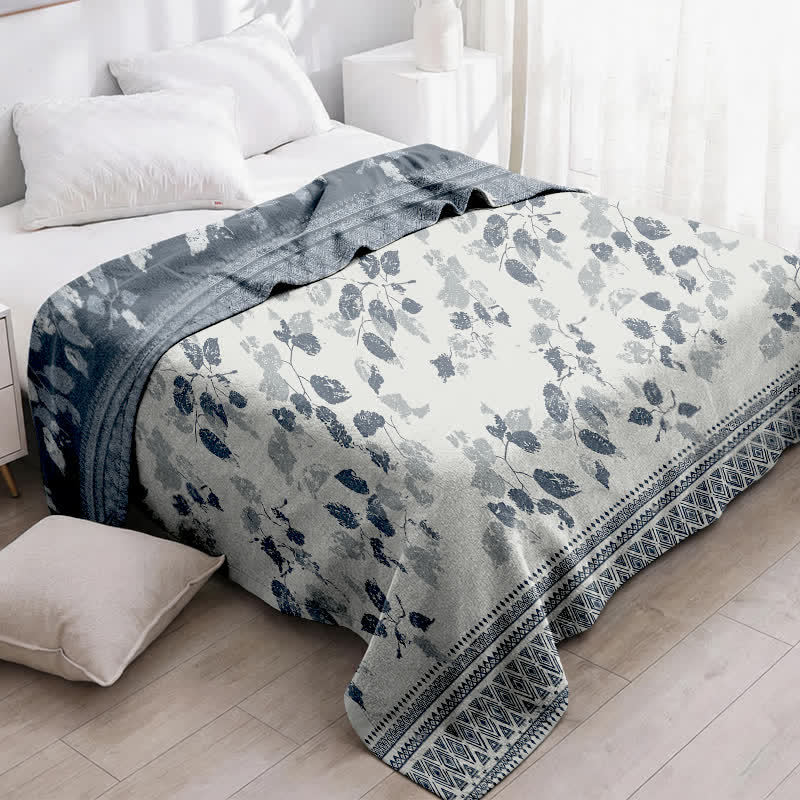 Boho Leaf Print Cotton Gauze Quilt