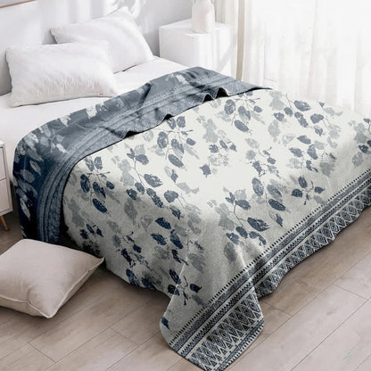 Boho Leaf Print Cotton Gauze Quilt