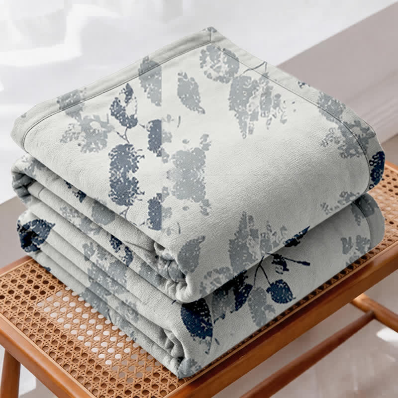 Boho Leaf Print Cotton Gauze Quilt