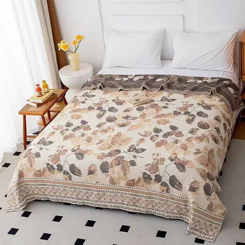 Bohemian Autumn Leaf Cotton Gauze Quilt