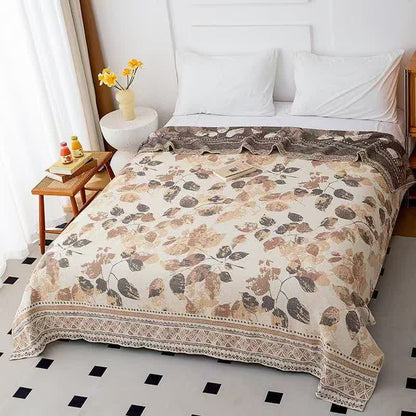 Bohemian Autumn Leaf Cotton Gauze Quilt