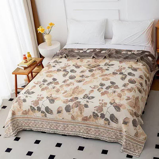 Bohemian Autumn Leaf Cotton Gauze Quilt