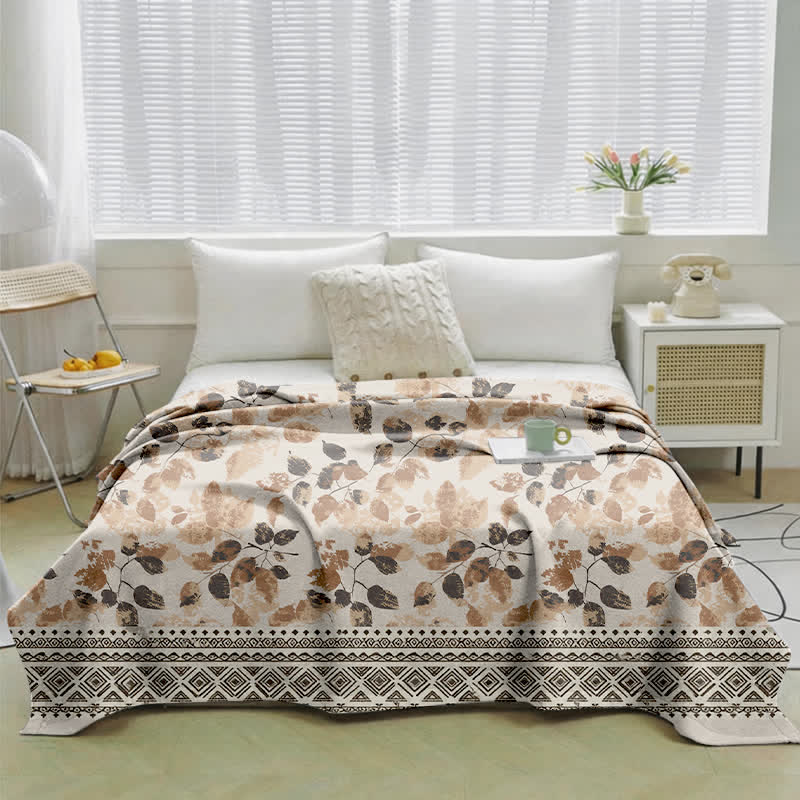 Bohemian Autumn Leaf Cotton Gauze Quilt