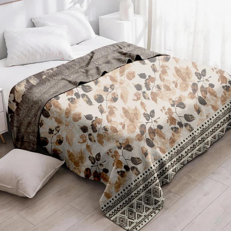 Bohemian Autumn Leaf Cotton Gauze Quilt