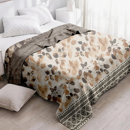 Bohemian Autumn Leaf Cotton Gauze Quilt