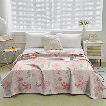 Beanpaste Pink Hydrangea Jacquard Quilt