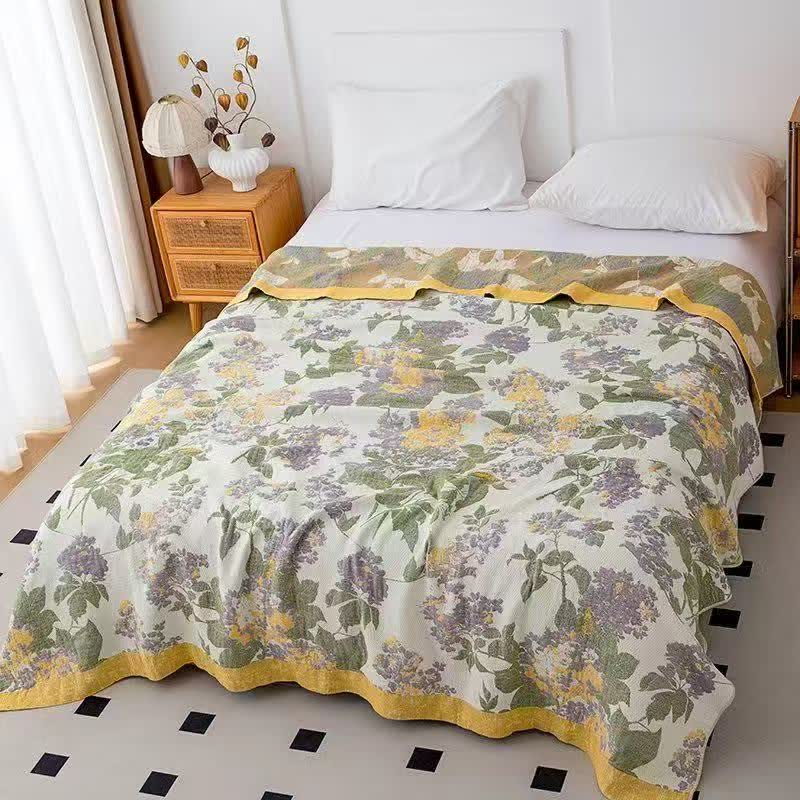 Lilac & Mustard Floral Jacquard Gauze Quilt