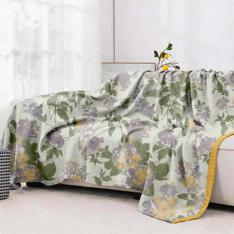 Lilac & Mustard Floral Jacquard Gauze Quilt