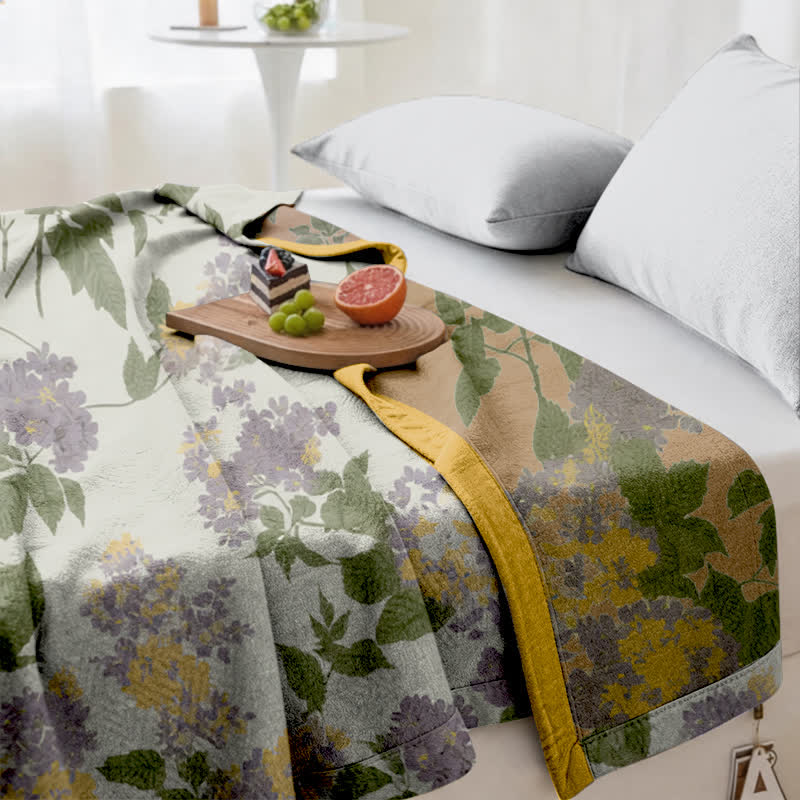Lilac & Mustard Floral Jacquard Gauze Quilt