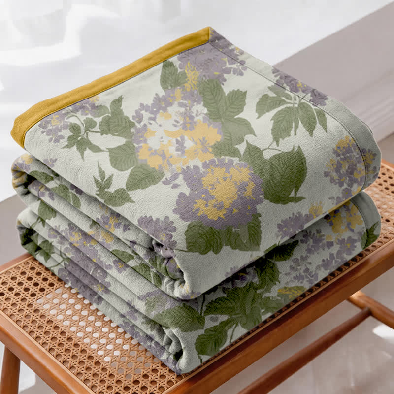 Lilac & Mustard Floral Jacquard Gauze Quilt
