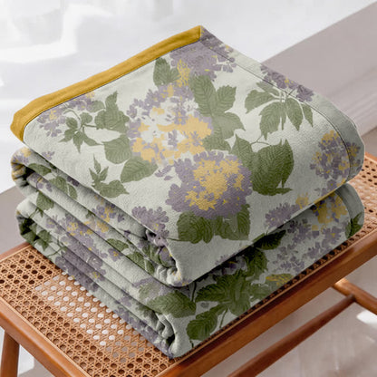 Lilac & Mustard Floral Jacquard Gauze Quilt