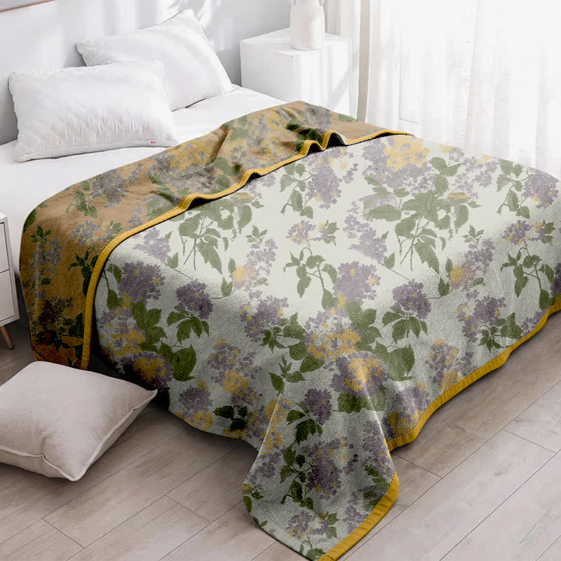 Lilac & Mustard Floral Jacquard Gauze Quilt