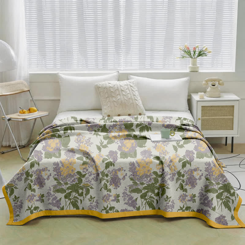 Lilac & Mustard Floral Jacquard Gauze Quilt