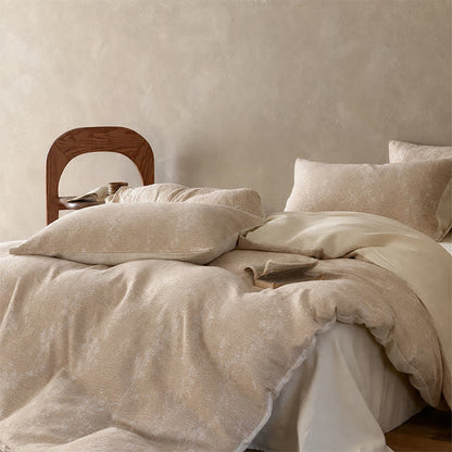 Camel Botanical Blossom Jacquard Cotton Bedding Set
