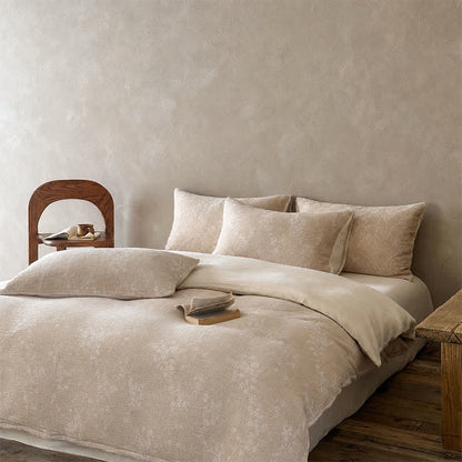 Camel Botanical Blossom Jacquard Cotton Bedding Set