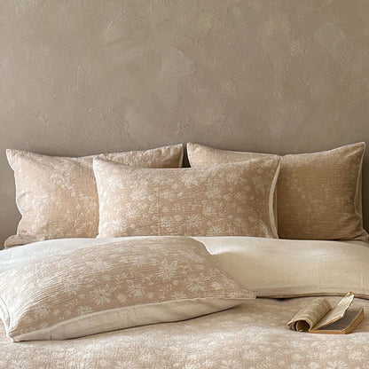 Camel Delicate Floral Jacquard Cotton Bedding Set