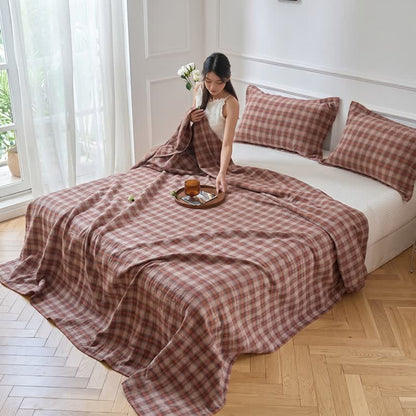 Retro Earth-Tone Plaid Cotton Bedding Set
