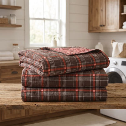 Vintage Plaid Cotton Gauze Quilt