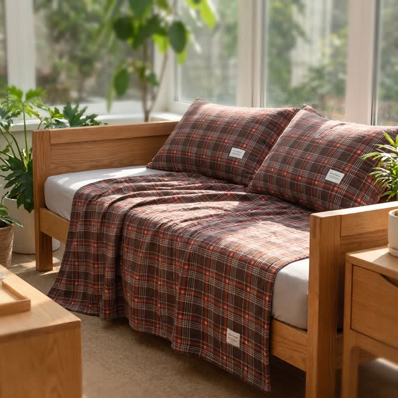 Vintage Plaid Cotton Gauze Quilt