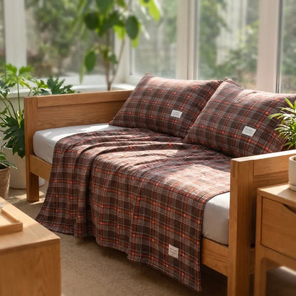 Vintage Plaid Cotton Gauze Quilt