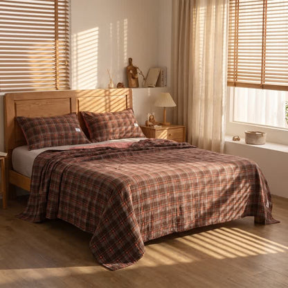 Vintage Plaid Cotton Gauze Quilt