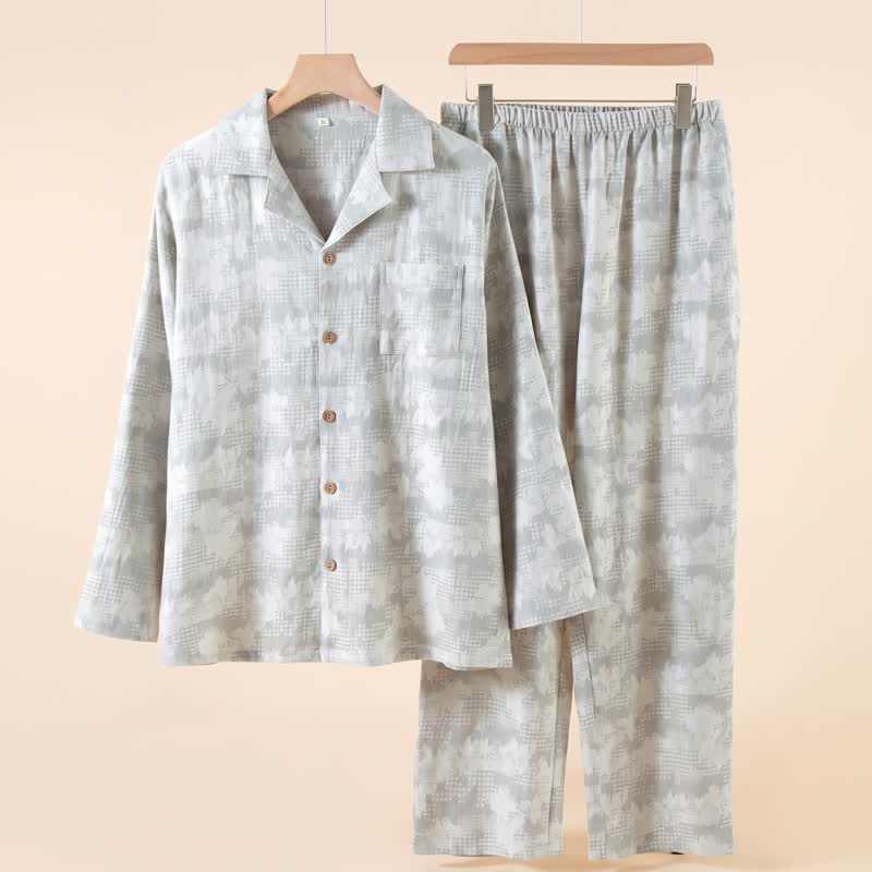 Light Floral & Subtle Gingham Button Loungewear Set