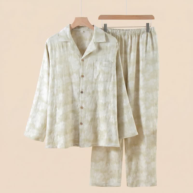 Light Floral & Subtle Gingham Button Loungewear Set
