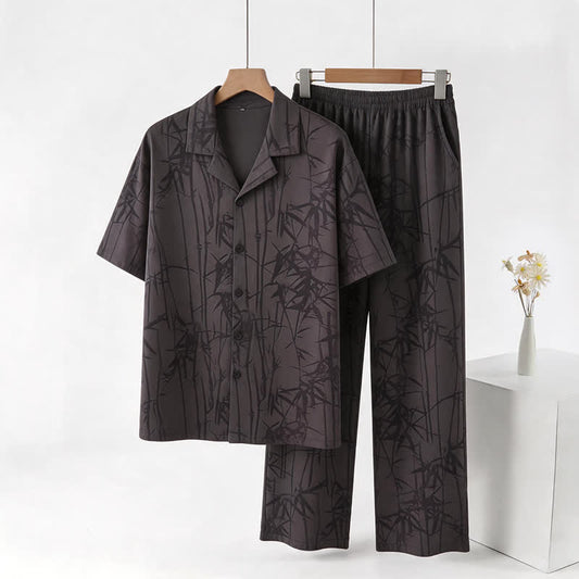 100% Cotton Dark Bamboo Button Loungewear Set 100% Cotton 2XL 3XL Autumn Bamboo Breathable Button Front Casual Comfort Contemporary Stone Resin Cotton Dark Double Gauze Elastic Waist Homewear Indoor L Long Pants Loose Fit Loungewear Men Mens Pajama Set newin260520 Nightwear orary Style Outdoor Pajama Set Short Sleeve Sleep Sleepwear Soft Spring Unisex Unisex Style XL