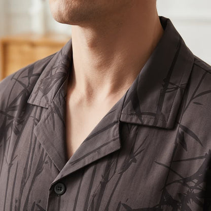 100% Cotton Dark Bamboo Button Loungewear Set