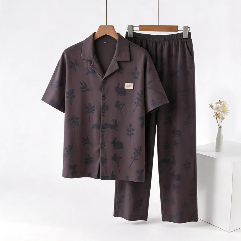 100% Cotton Rabbit & Botanical Print Loungewear Set