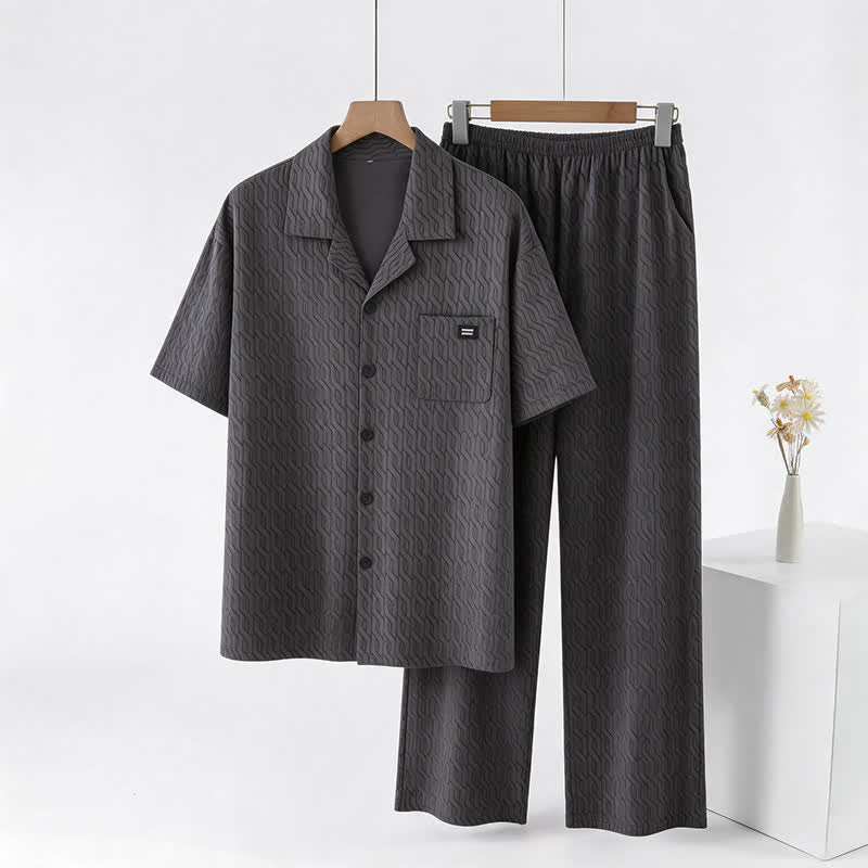 Cotton Embossed Geometric Chain Loungewear Set