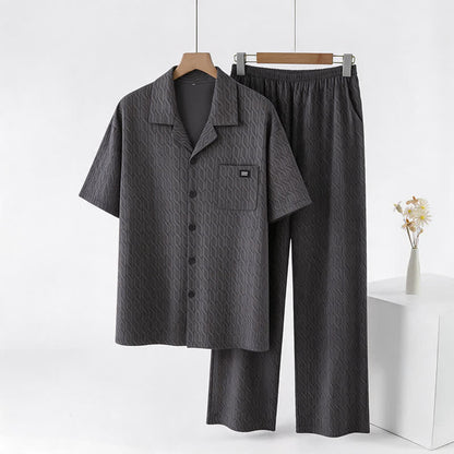 Cotton Embossed Geometric Chain Loungewear Set