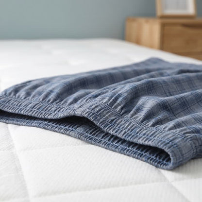 Cotton Blue-Gray Plaid Button Loungewear Set