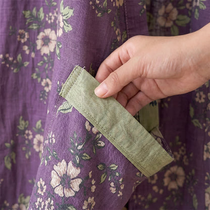 Cotton Vintage Purple Floral Kimono Robe