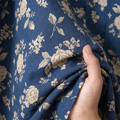 Indigo Blue Vintage Floral Kimono Robe
