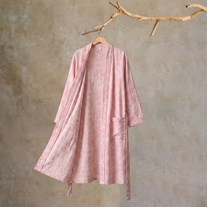 Cotton Tonal Floral Jacquard Kimono Robe